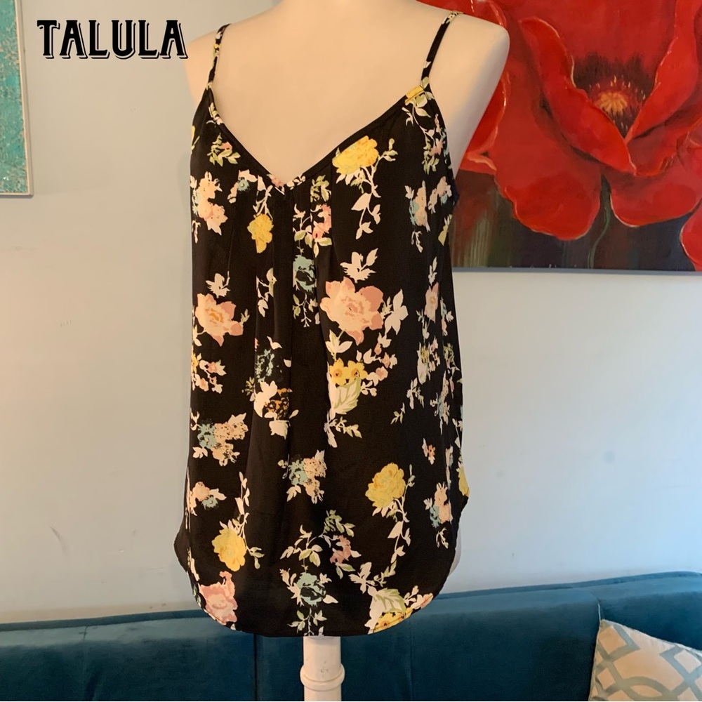 Talula Black floral Cami Swing Tank Top Women's Size S small